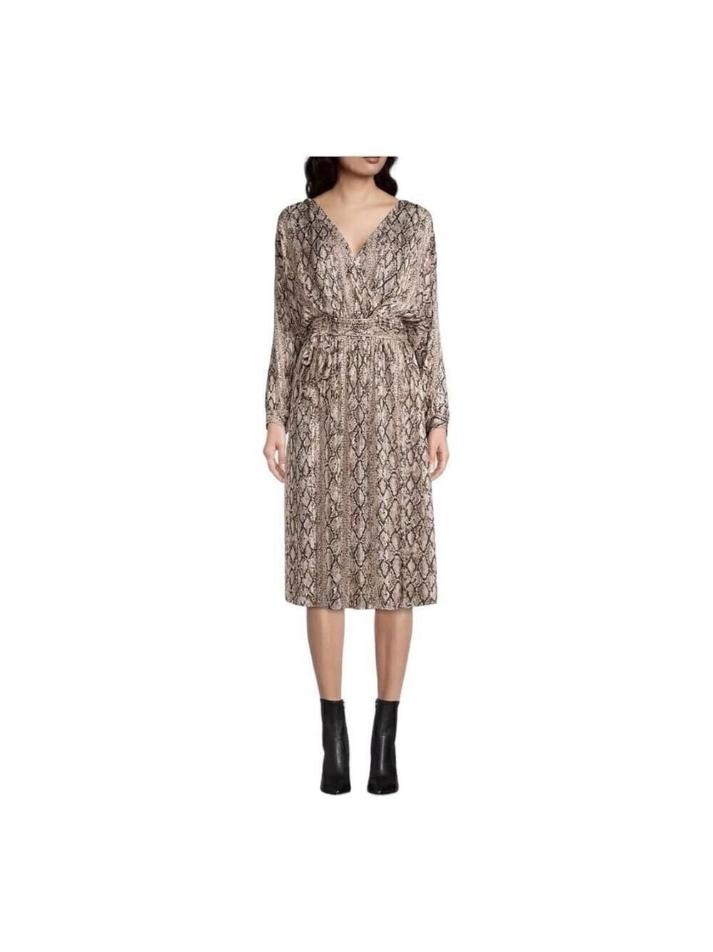 Brochu Walker Olivia Snake Print Blouson Midi Dress Size Medium